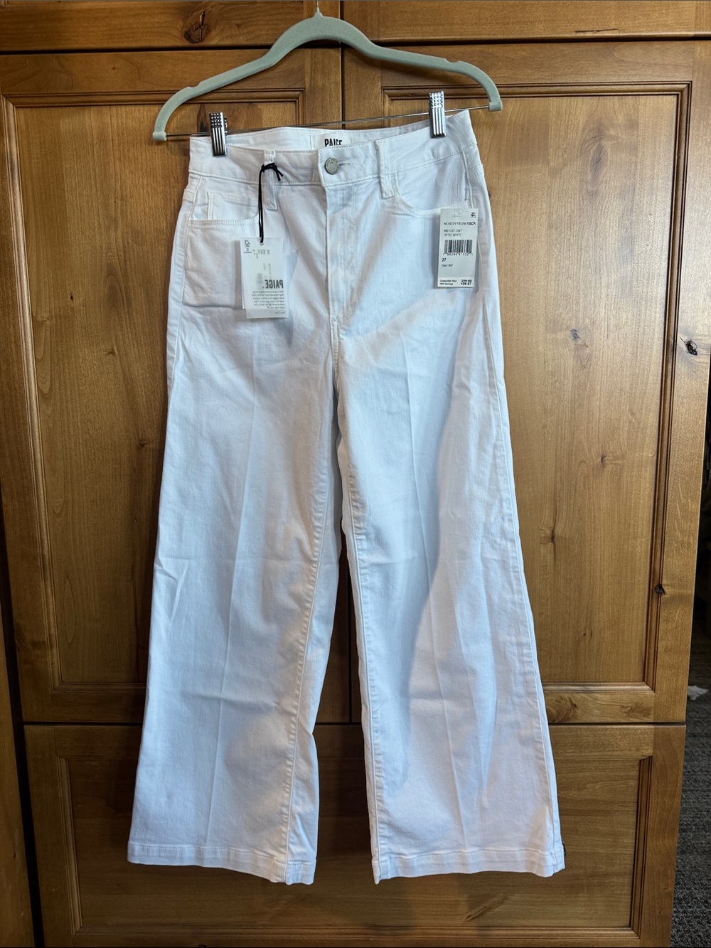PAIGE White Wide-Leg High-Rise Jeans